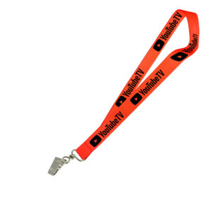 Hi-Viz Lanyard Black Sublimation Print D/Sided with Crocodile Clip