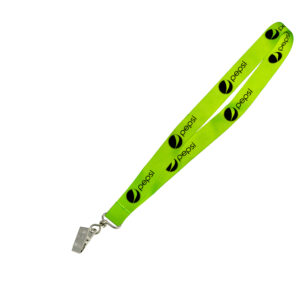 Hi-Viz Lanyard Black Sublimation Print D/Sided with Crocodile Clip