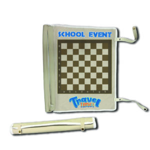 Sunbird 2-in-1 Faux Leather/ Fabric Roll-up Game Board With Zipped Pocket and Plastic Pieces (Chess/Checkers)