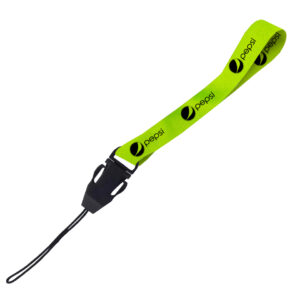 Hi-Viz Wrist Phone Strap Black Sublimation Print D/Sided with Cellphone Clip