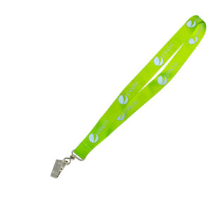 Hi-Viz Lanyard Silver Reflective Print D/Sided with Crocodile Clip