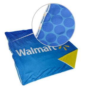 Marabou Mongolian Fleece Throw D/S Print Binded With Personalised Branded Petersham Webbing