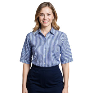 Branford Blue & White Check Blouse Ladies