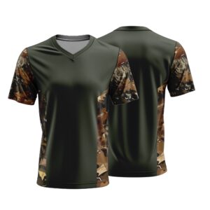 Unisex Short Sleeve V-Neck T-Shirt | Pique Knit | Camo Design