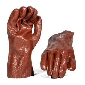 Brown PVC Abrasion Glove Open Cuff 27cm - Pack Of 12 Pairs