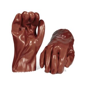 PVC Brown Smooth Palm Glove 27cm - Pack Of 12 Pairs