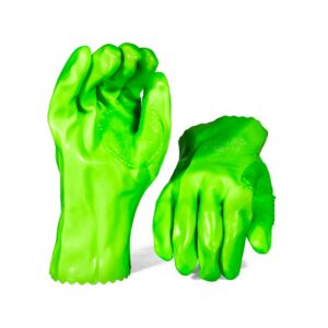 PVC Lime Green Open Cuff Glove 27cm - Pack Of 12 Pairs