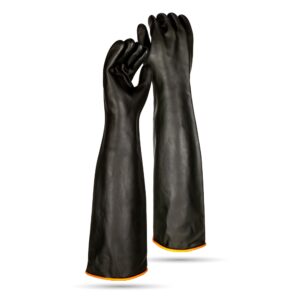 Black Industrial Rubber Glove Smooth Palm 55cm - Pack Of 12 Pairs