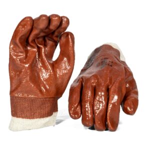 Brown PVC Abrasion Glove Knit Wrist - Pack Of 12 Pairs