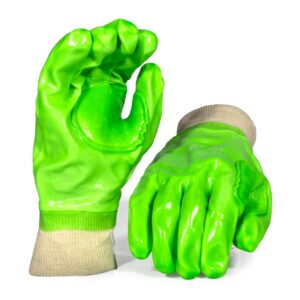 PVC Lime Green Knit Wrist Glove - Pack Of 12 Pairs