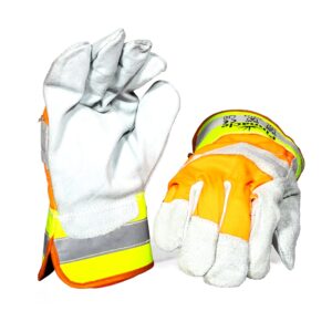 HiViz Chrome Leather Glove W/Reflect - Pack Of 12 Pairs