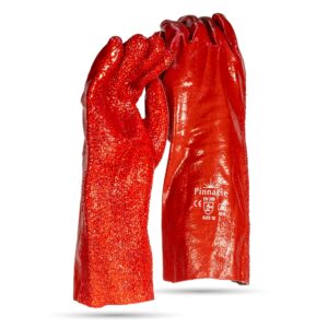 PVC Red Rough Palm Open Cuff Glove 35cm - Pack Of 12 Pairs
