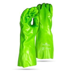 PVC Lime Green Open Cuff Glove 35cm - Pack Of 12 Pairs