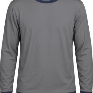 Ringer Unisex Crew Neck T-shirt, Fitted Long Sleeve, Reverse Birdseye