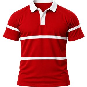 +27 Unisex Rugby Jersey, Double Stripe Short Sleeve, Cotton Fleece