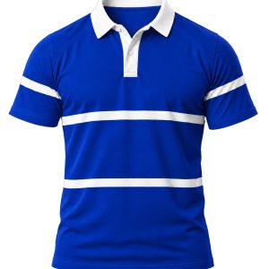 +27 Unisex Rugby Jersey, Double Stripe Short Sleeve, Cotton Fleece