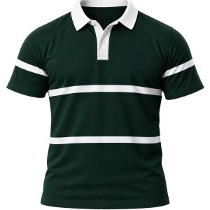 +27 Unisex Rugby Jersey, Double Stripe Short Sleeve, Cotton Fleece