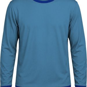 Ringer Unisex Crew Neck T-shirt, Fitted Long Sleeve, Birdseye