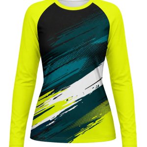 Dye Sub Ladies Crew Neck T-shirt, Raglan Long Sleeve, Birdseye