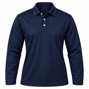 Ladies Oxford Golf Shirt, Fitted Long Sleeve, 160g Cotton, Self-Fabric Collar