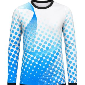 Dye Sub Men's Ringer Crew Neck T-shirt, Fitted Long Sleeve, Birdseye
