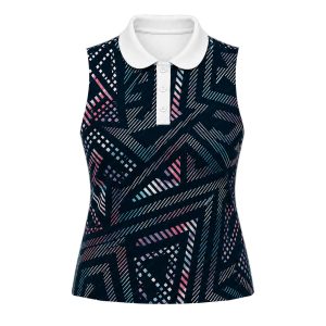 Dye Sub Ladies Sleeveless Golf Shirt, Placket, Birdseye