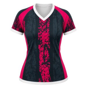 Dye Sub Ladies Ringer V-Neck T-shirt, Raglan Short Sleeve, Birdseye