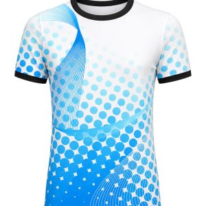 Dye Sub Men's Ringer Crew Neck T-shirt, Fitted Short Sleeve, Birdseye