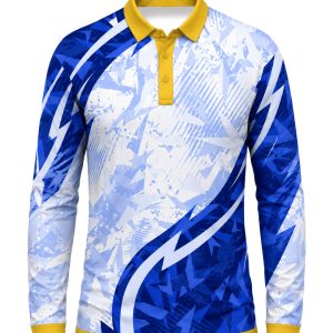 Dye Sub Men's Ringer Golf Shirt, Fitted Long Sleeve, Birdseye