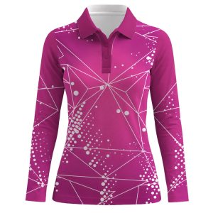 Dye Sub Ladies Golf Shirt, Fitted Long Sleeve, Birdseye