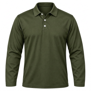 Men's Stanford Golf Shirt, Fitted Long Sleeve, 180g Cotton, Self-Fabric Collar