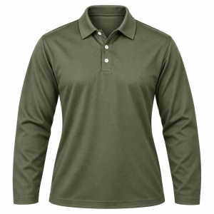 Ladies Stanford Golf Shirt, Fitted Long Sleeve, 180g Cotton, Self-Fabric Collar