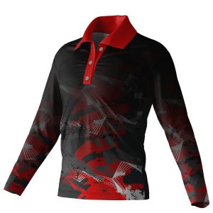 Dye Sub Men's Golf Shirt, Fitted Long Sleeve, Birdseye