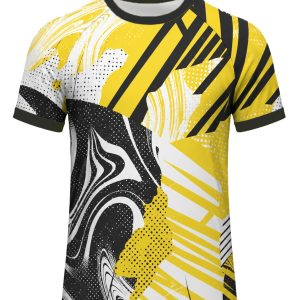 Dye Sub Men's Ringer Crew Neck T-shirt, Raglan Short Sleeve, Birdseye