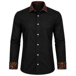 Men's Lounge Shirt, Sublimated Cuff & Collar, Long Sleeve, Poly Cotton 110g