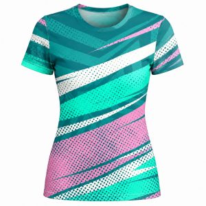 Dye Sub Ladies Crew Neck T-shirt, Fitted Short Sleeve, Birdseye
